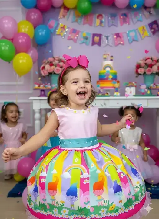 Vestido festa trolls