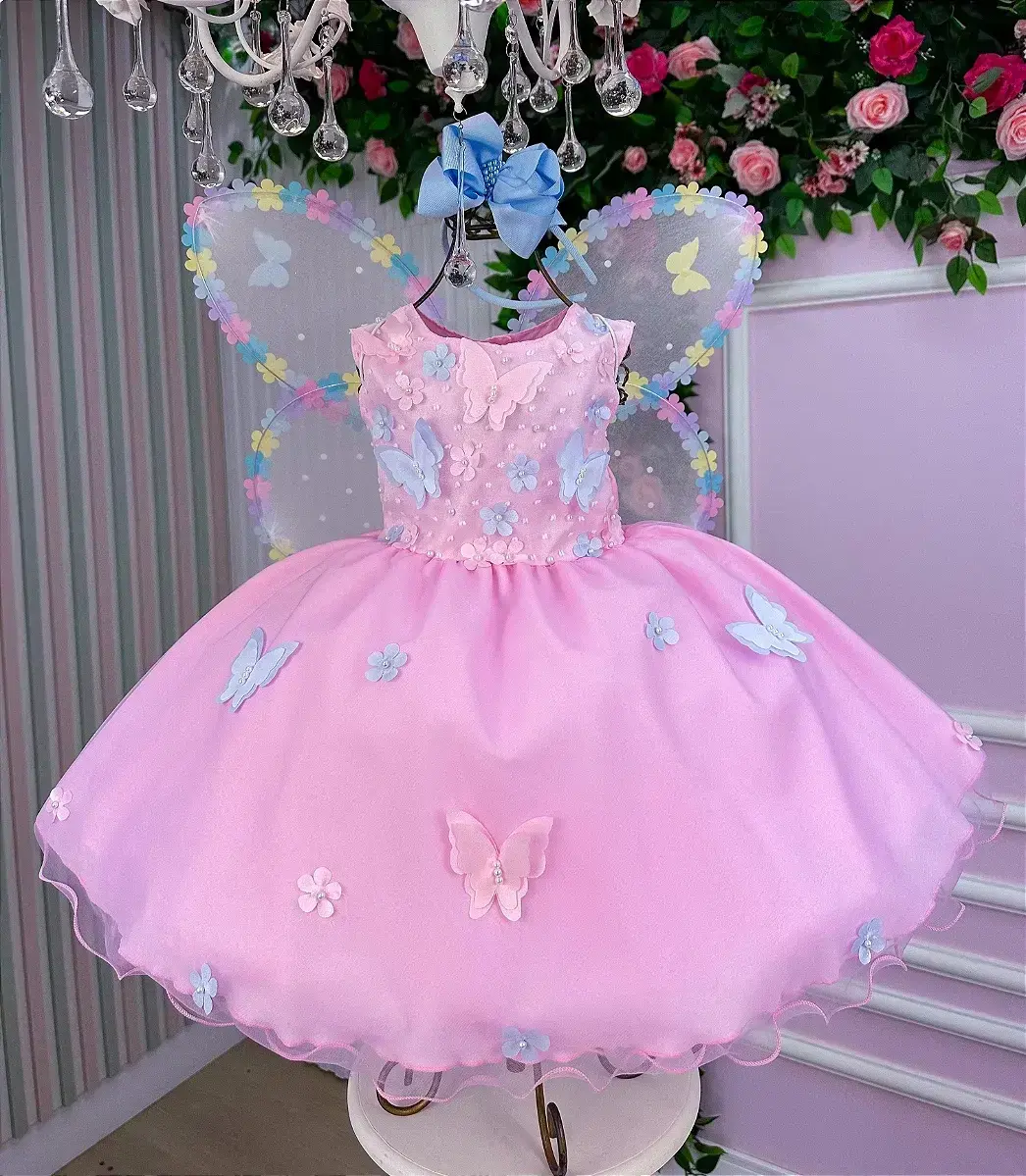 Vestido jardim das borboletas rosa viviane, foto 4