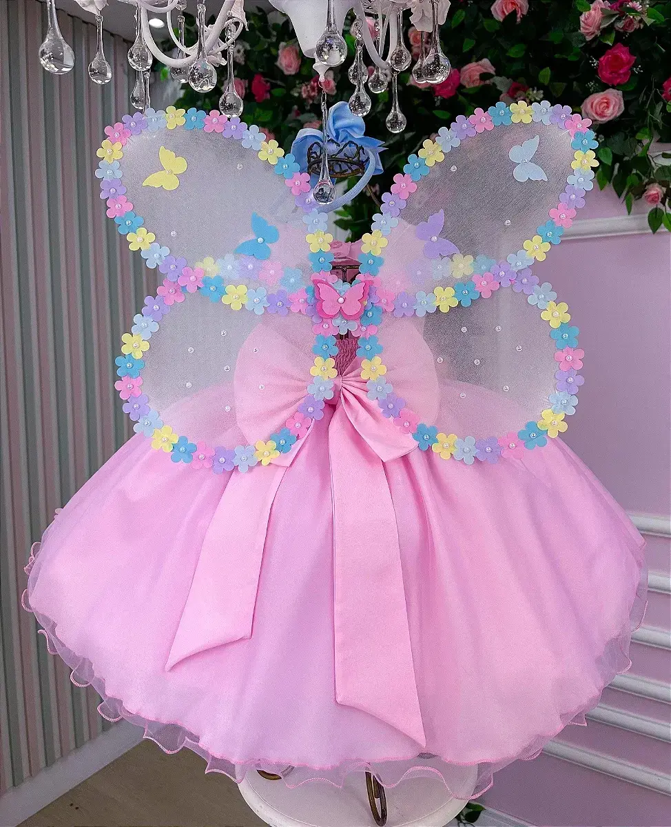 Vestido jardim das borboletas rosa viviane, foto 6