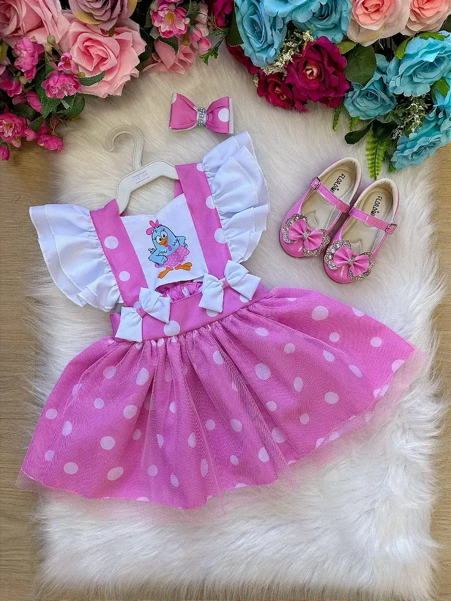 Vestido galinha pintadinha rosa, foto 2