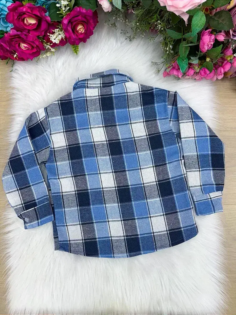 Camisa flanelada xadrez junina james azul, foto 4