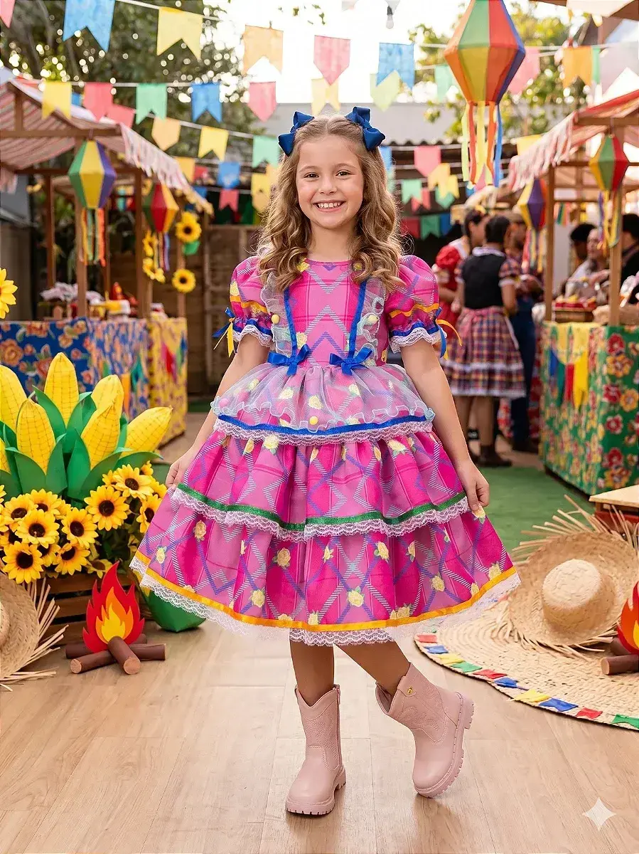 Vestido junino festa estrela do arraiá