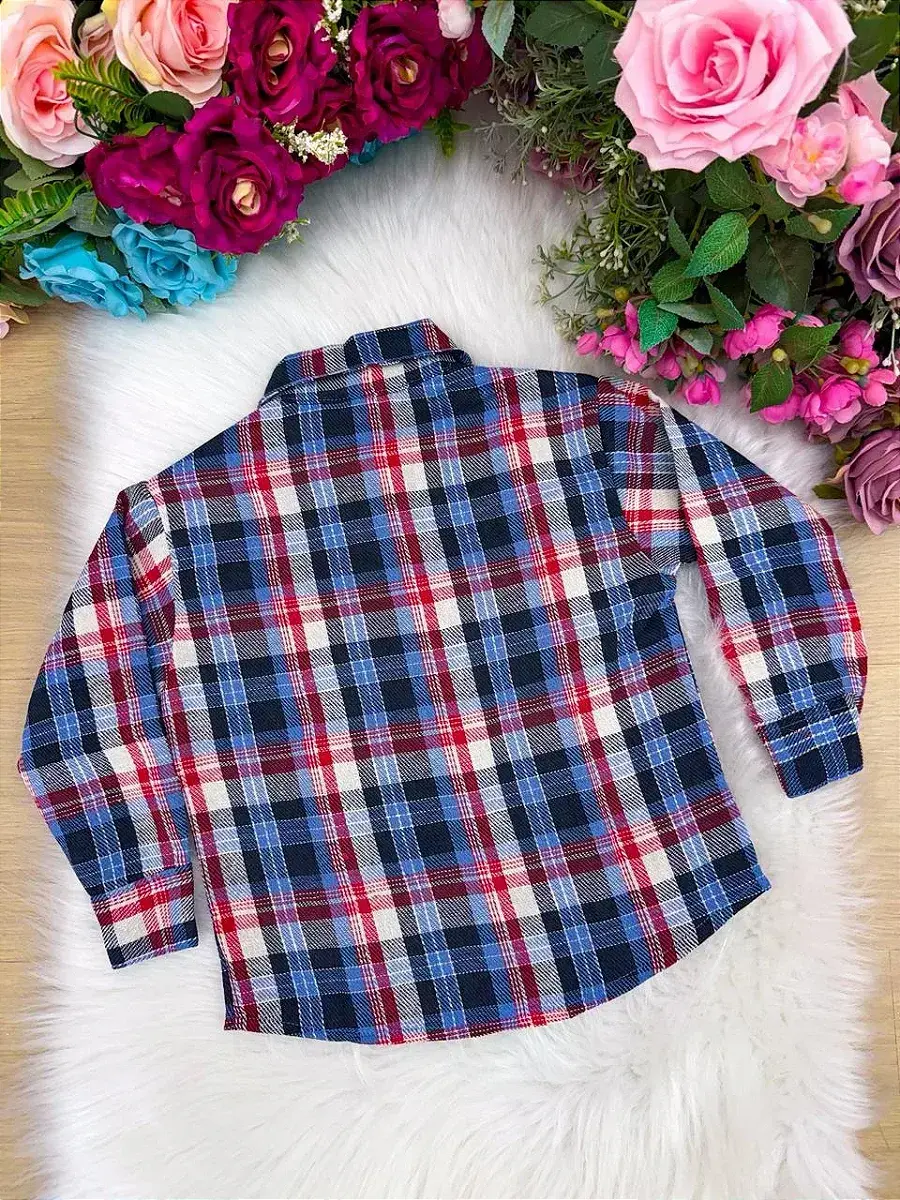 Camisa flanelada xadrez junina jacson azul, foto 5