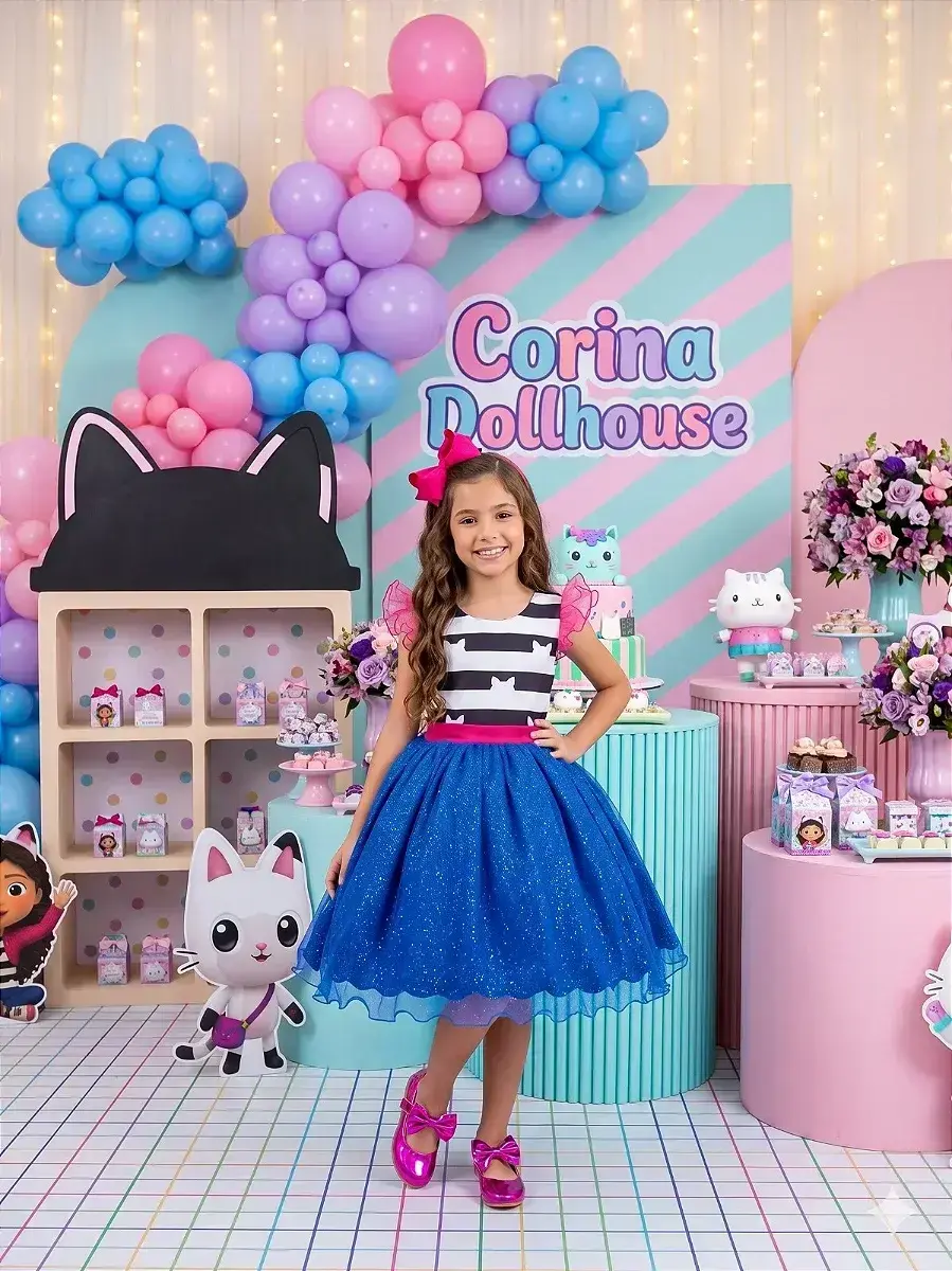 Vestido festa casinha de bonecas mágica