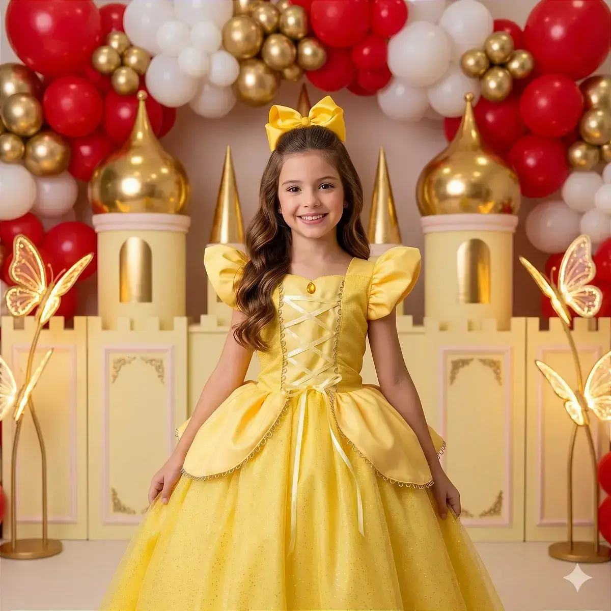 Fantasia vestido longo princesa amarela, foto 2