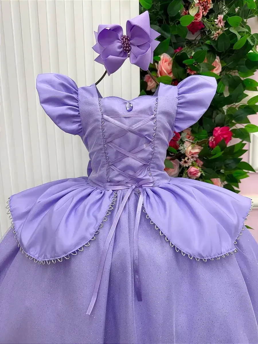 Fantasia vestido longo princesa lilas, foto 5