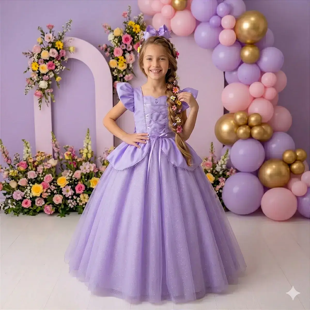 Fantasia vestido longo princesa lilas, foto 2