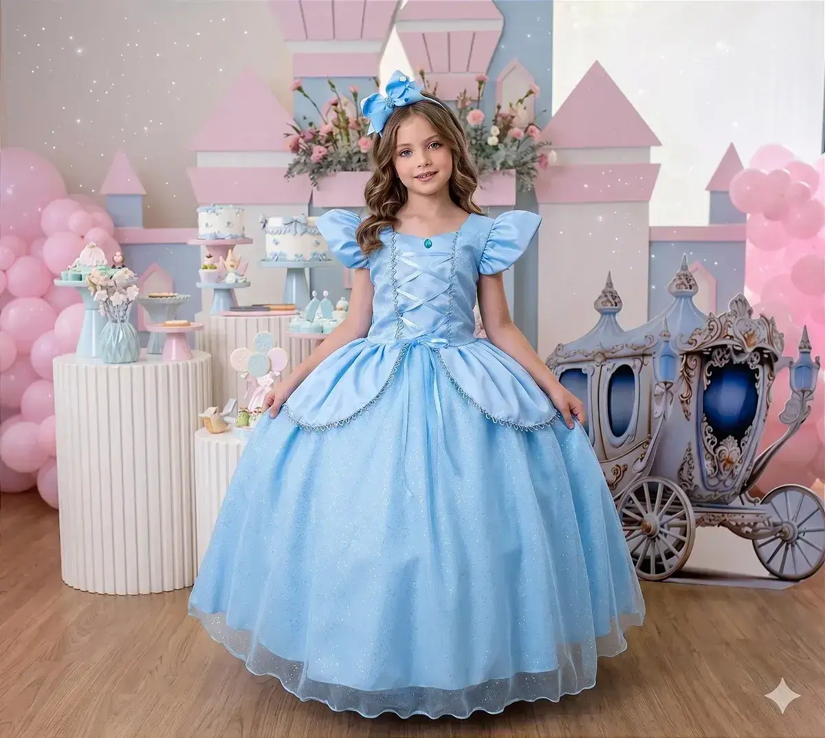 Fantasia vestido longo princesa azul