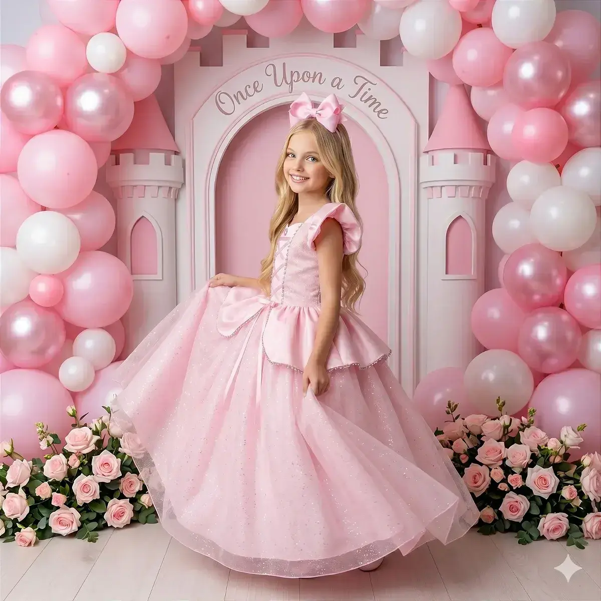 Fantasia vestido longo princesa rosa, foto 2