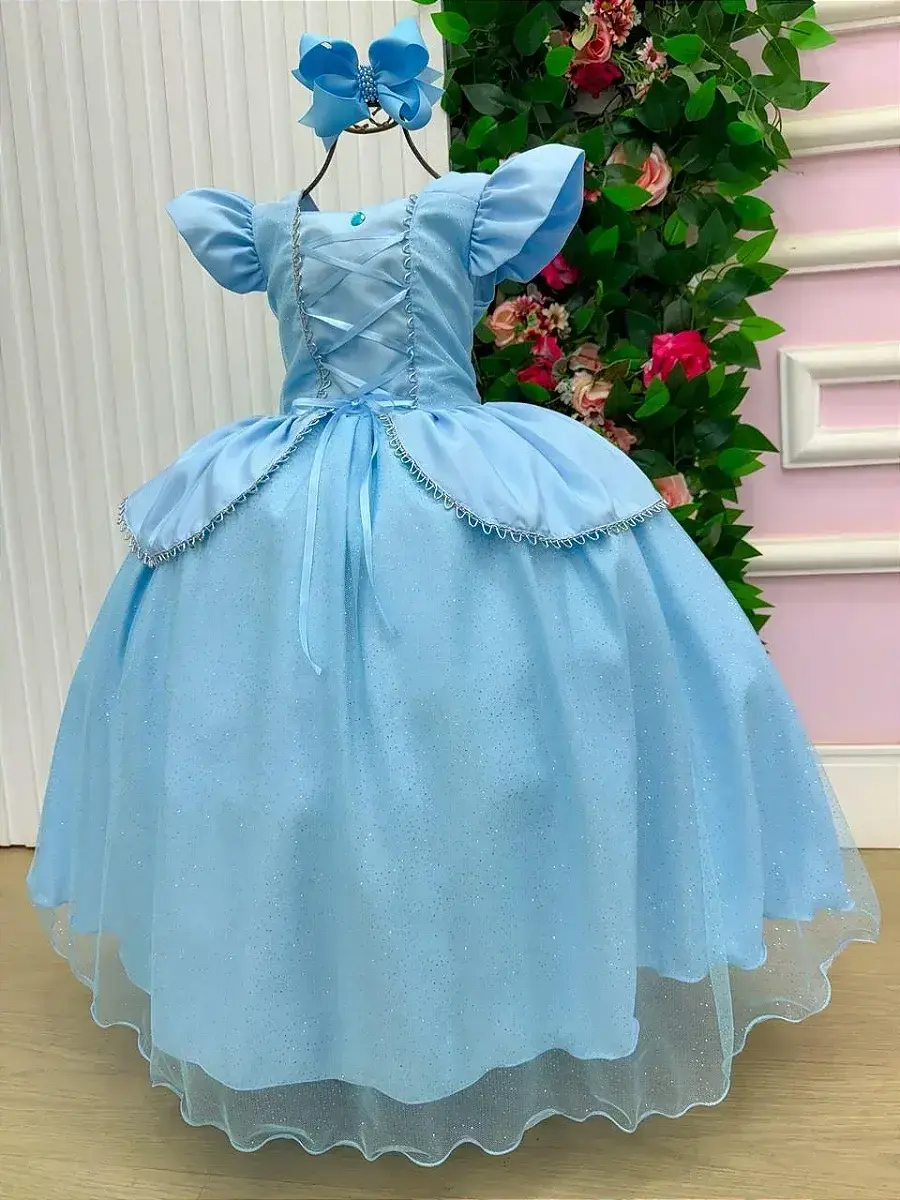 Fantasia vestido longo princesa azul, foto 6