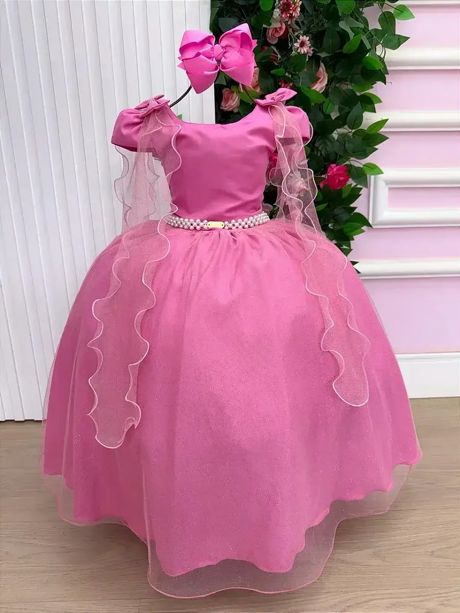 Vestido longo diamante rosa chiclete, foto 2