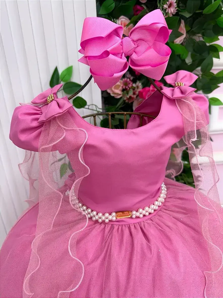 Vestido longo diamante rosa chiclete, foto 7
