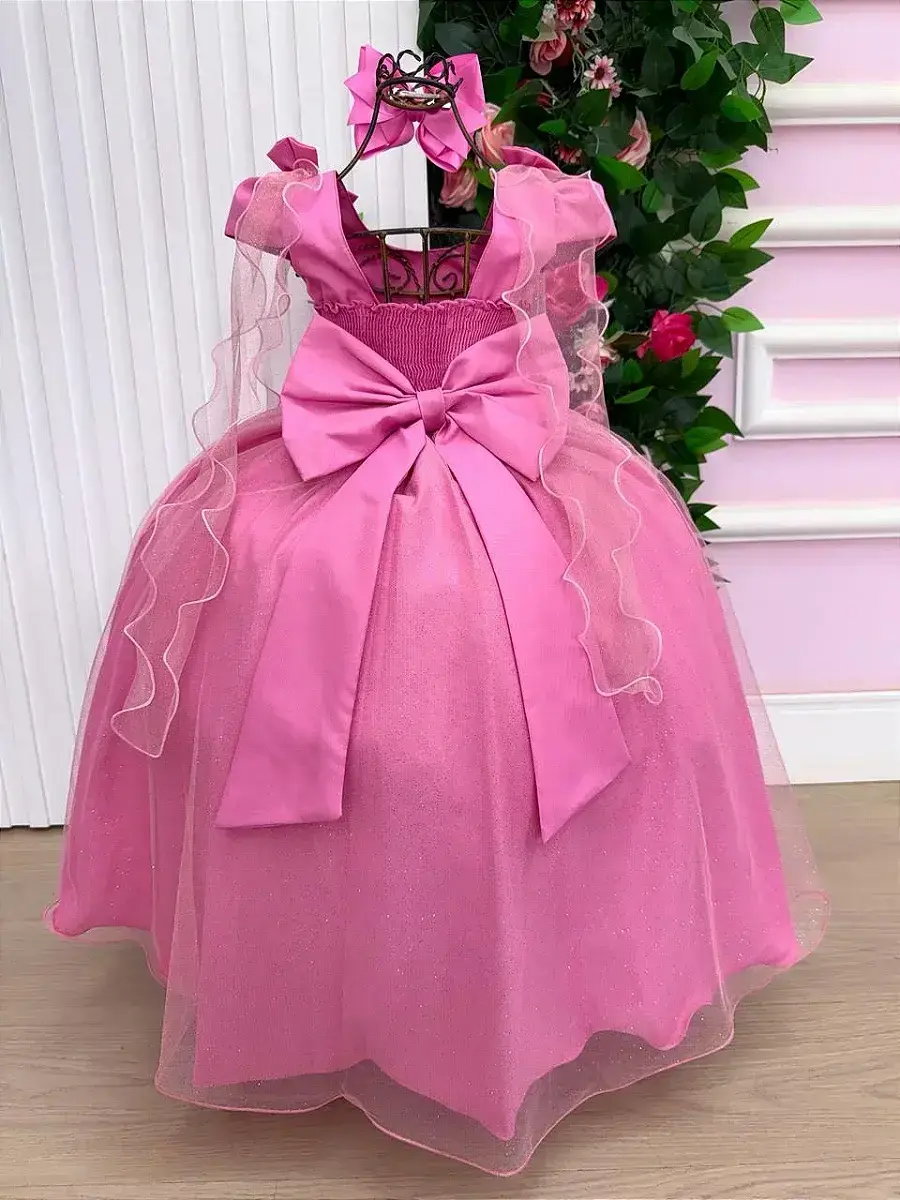 Vestido longo diamante rosa chiclete, foto 8