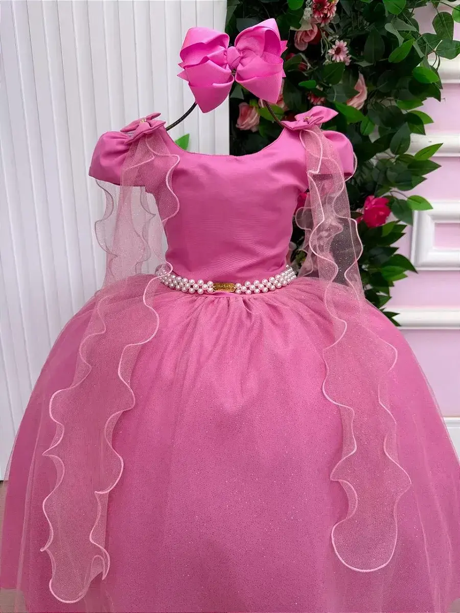 Vestido longo diamante rosa chiclete, foto 4