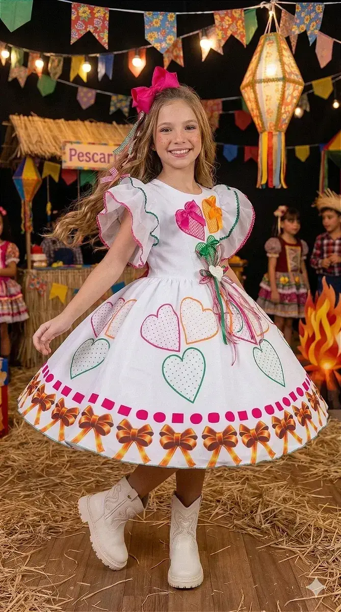 Vestido junino festa noivinha noiva dos corações, foto 2