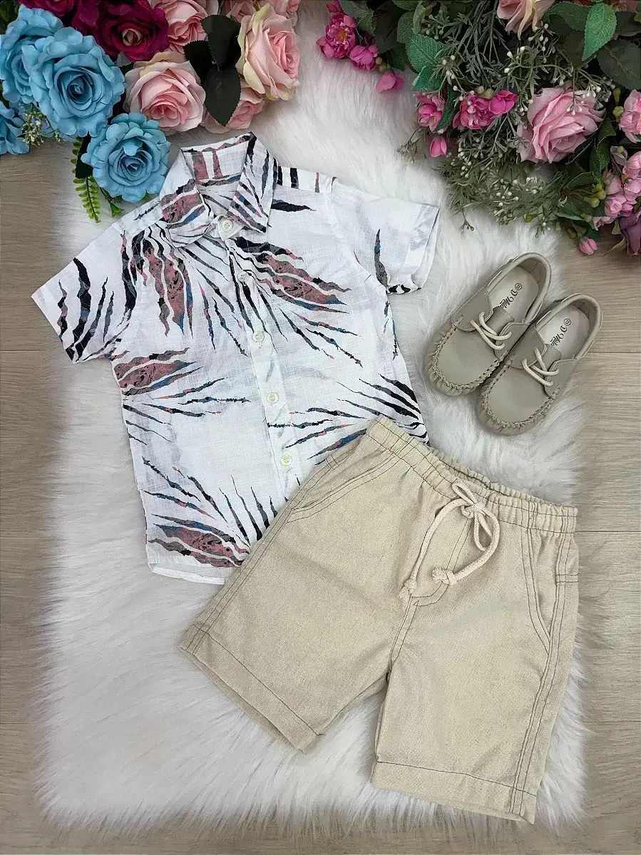 Conjunto lucas shorts linho