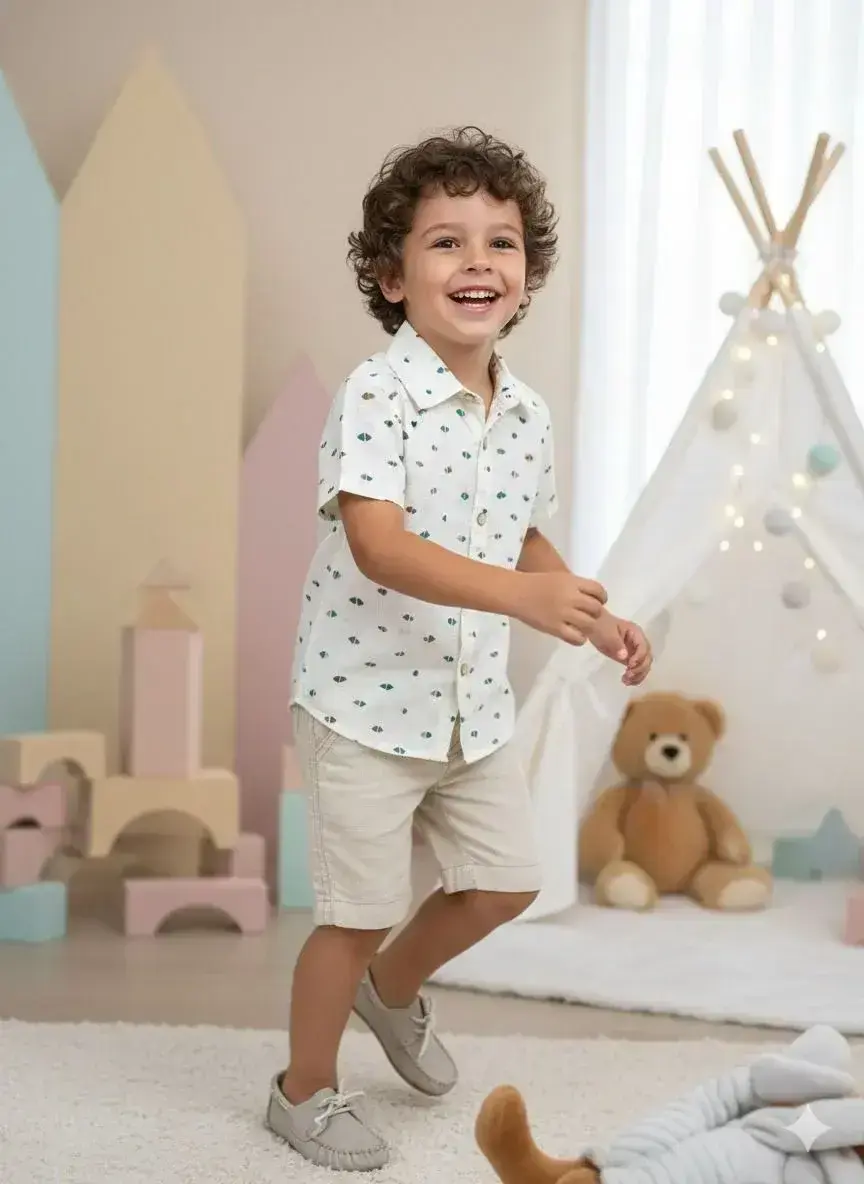 Conjunto lucas shorts linho camisa off, foto 2