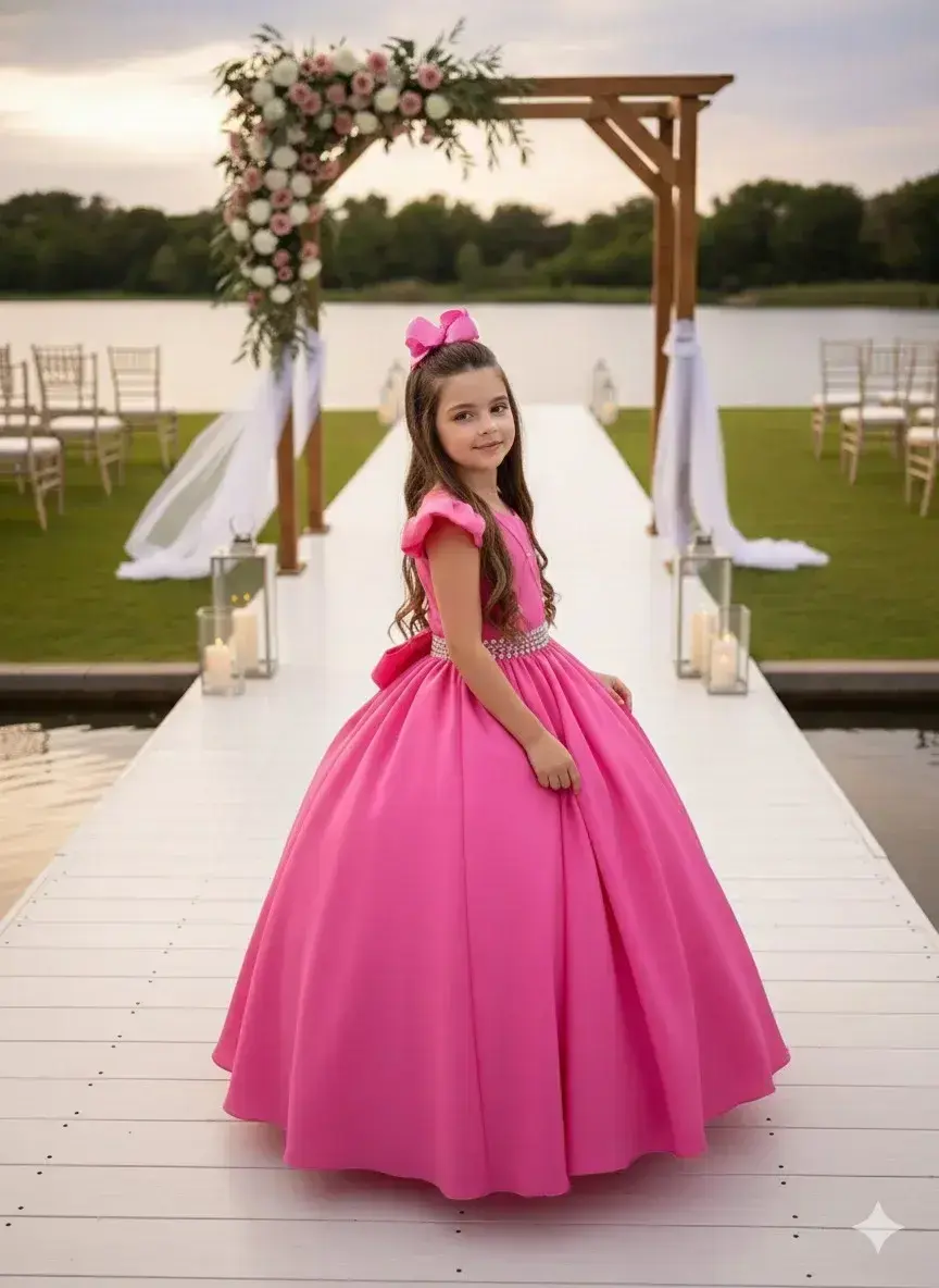 Vestido ariane longo rosa chiclete, foto 2