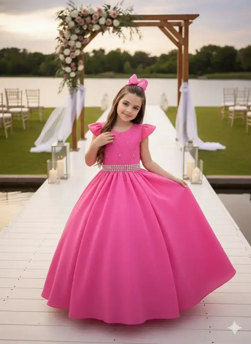 Vestido ariane longo rosa chiclete, foto 3