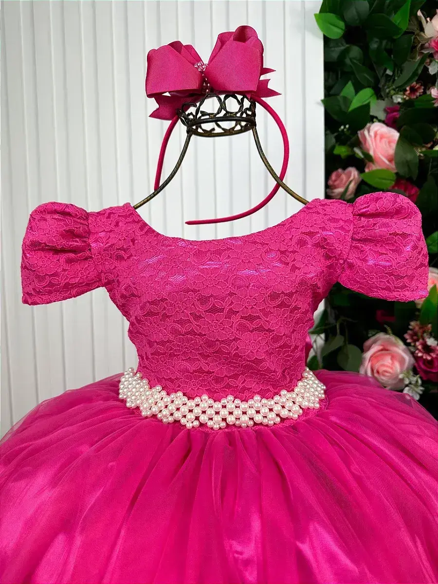 Vestido laura longo pink rendado, foto 4