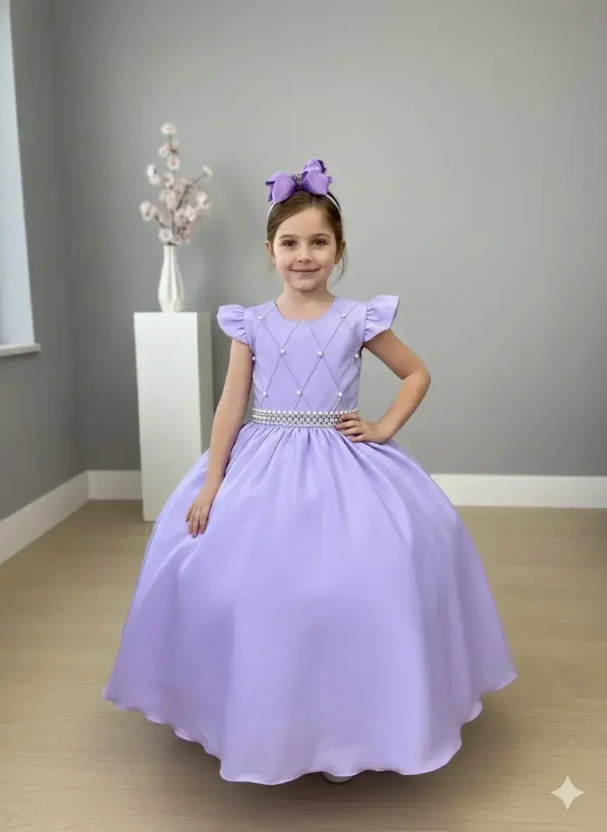 Vestido ariane longo lilás