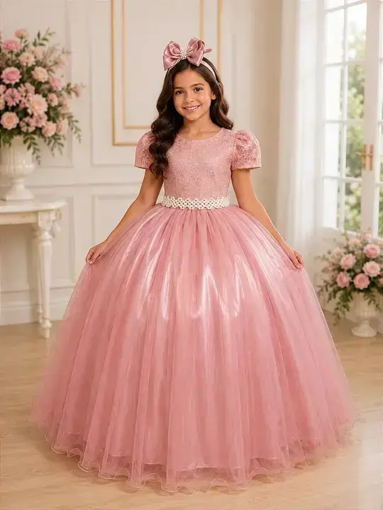 Vestido longo laura rose rendado
