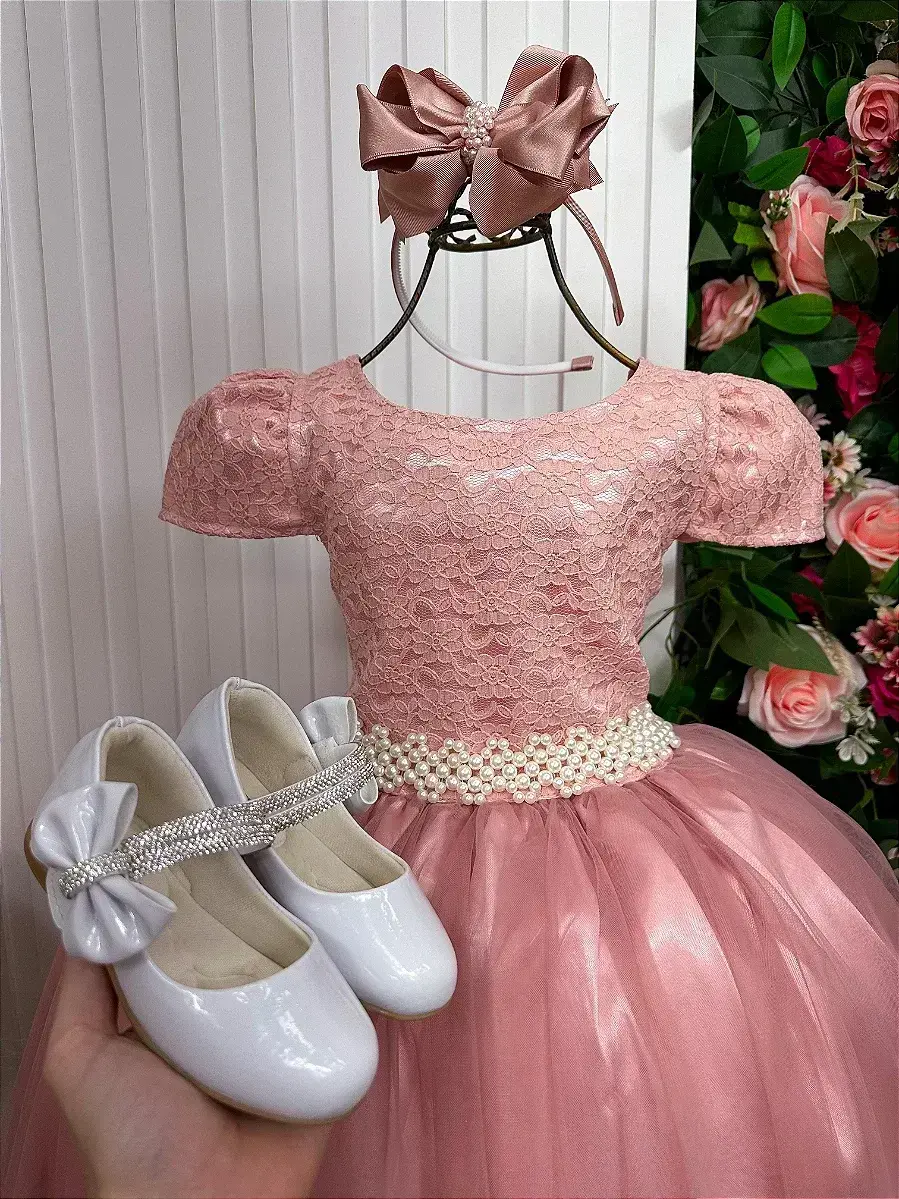 Vestido longo laura rose rendado, foto 4
