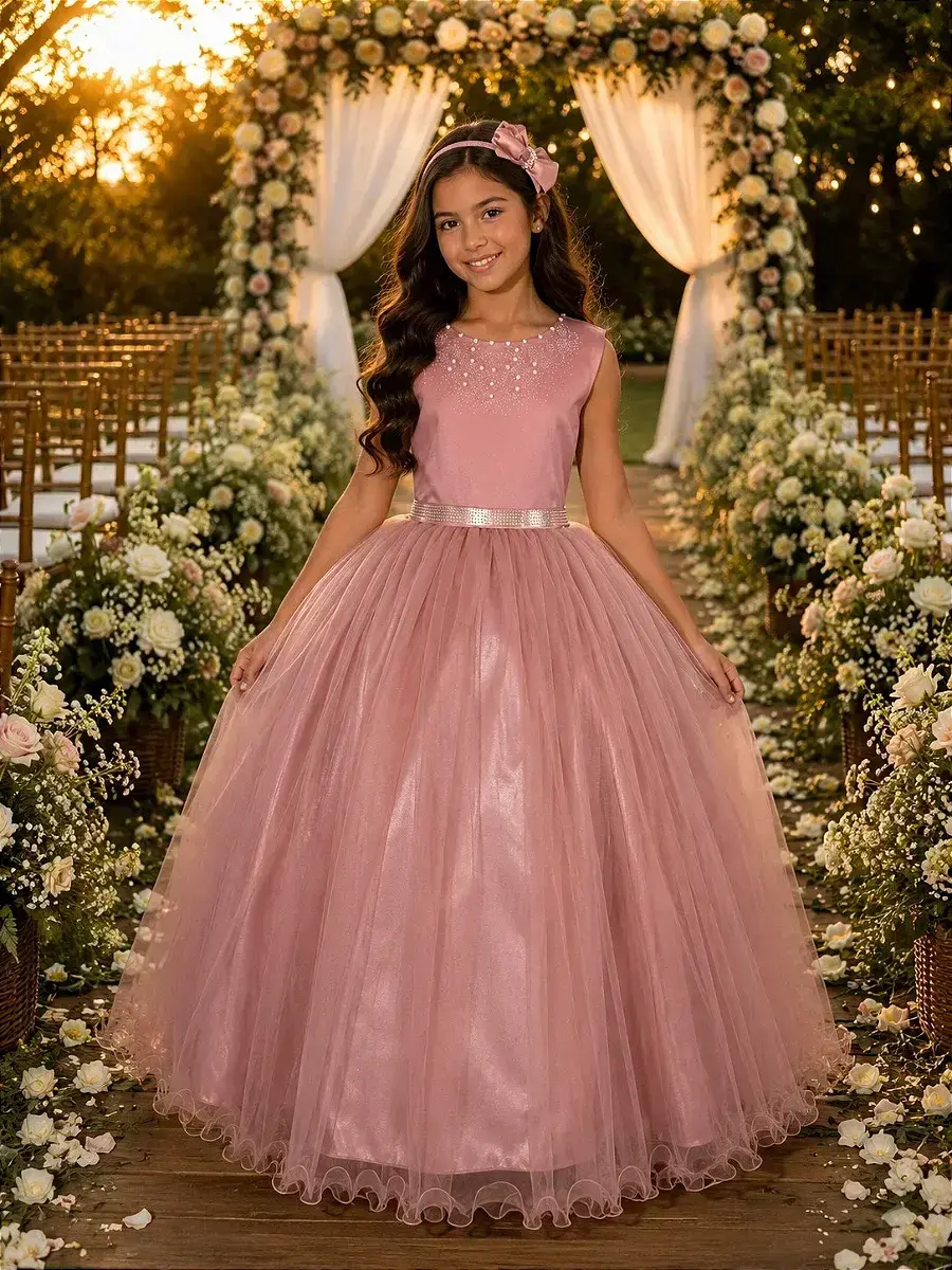 Vestido longo regata rosê