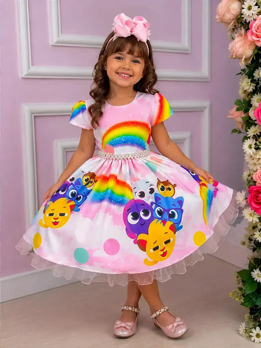 Vestido festa bolofofos bolo fofos rosa
