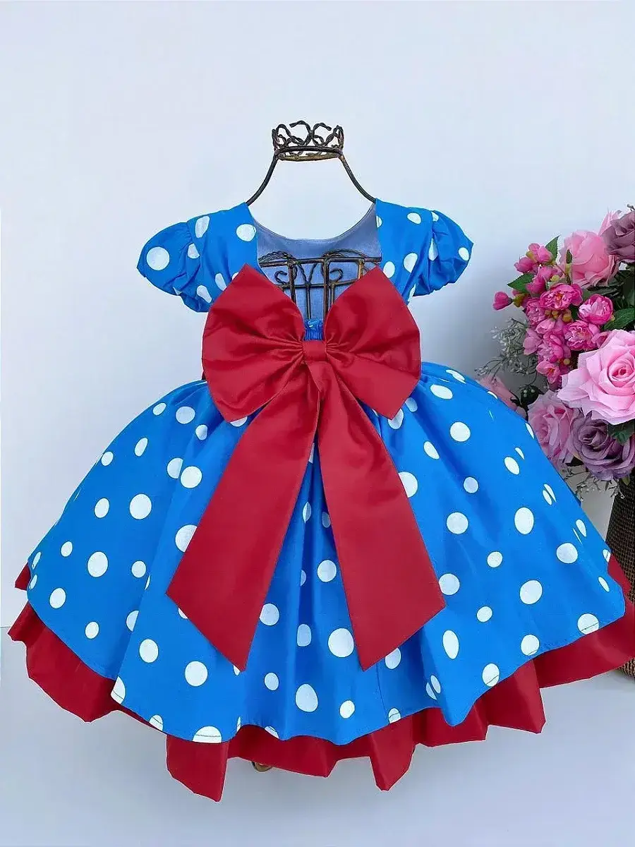 Vestido azul galinha pintadinha poá, foto 3