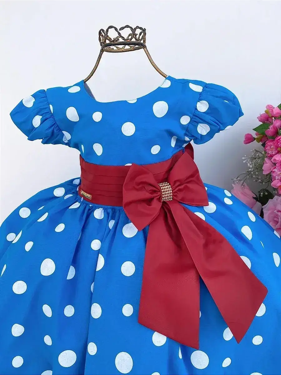 Vestido azul galinha pintadinha poá, foto 4