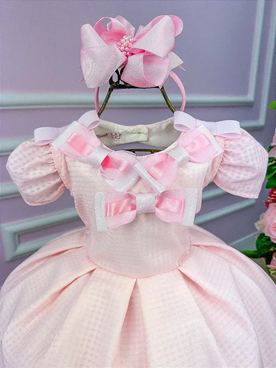 Vestido rosa lacinhos, foto 3