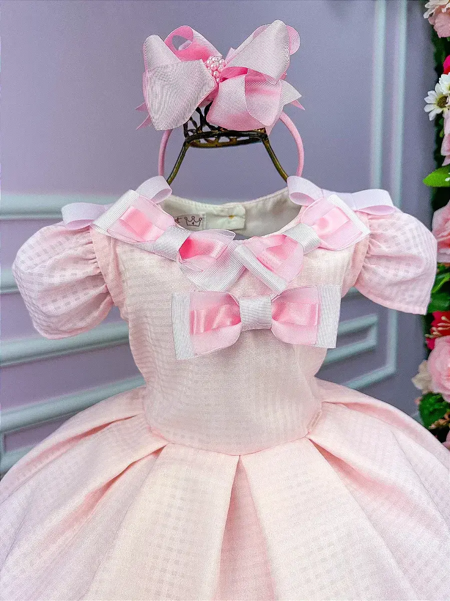 Vestido rosa lacinhos, foto 4
