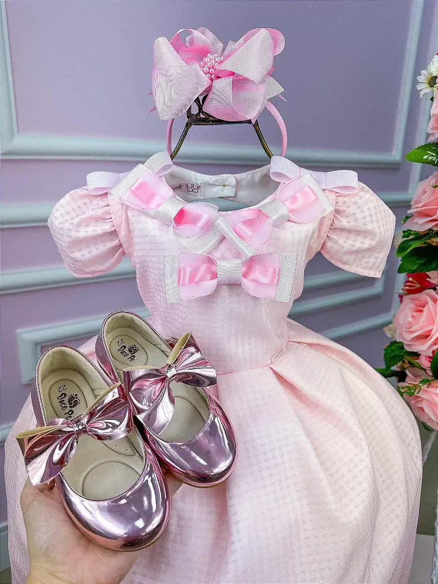 Vestido rosa lacinhos, foto 5