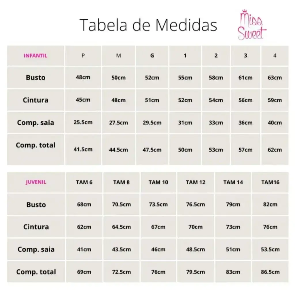 Guia de tamanhos