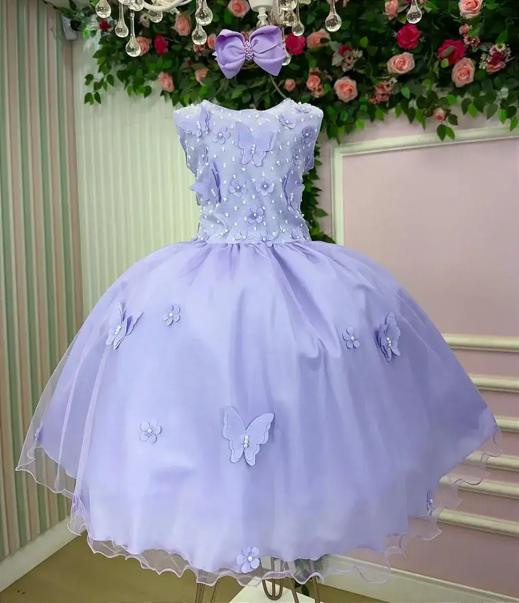 Vestido jardim das borboletas lilas viviane