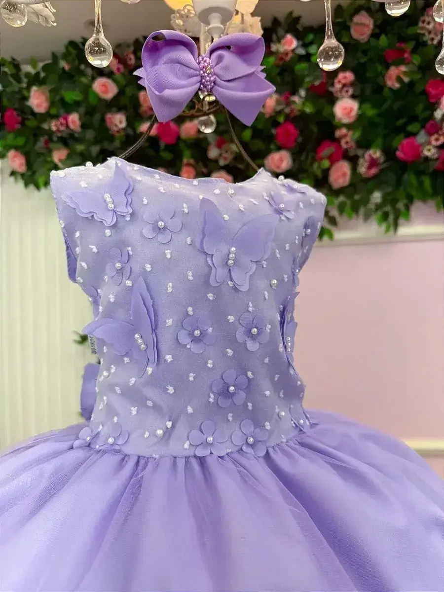 Vestido jardim das borboletas lilas viviane, foto 3