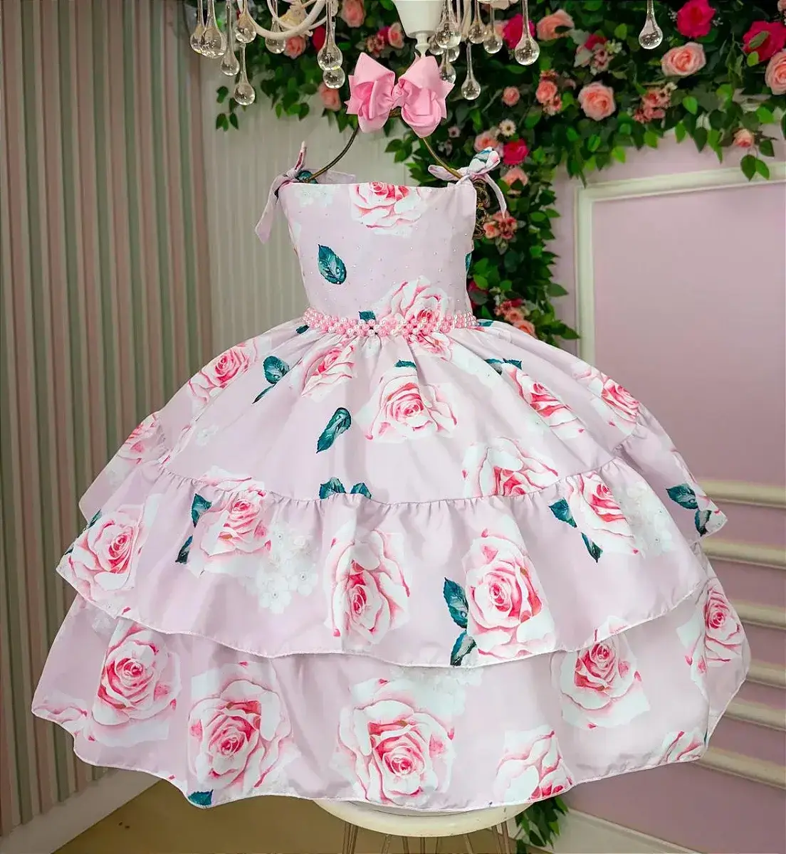 Vestido karine florido rosa