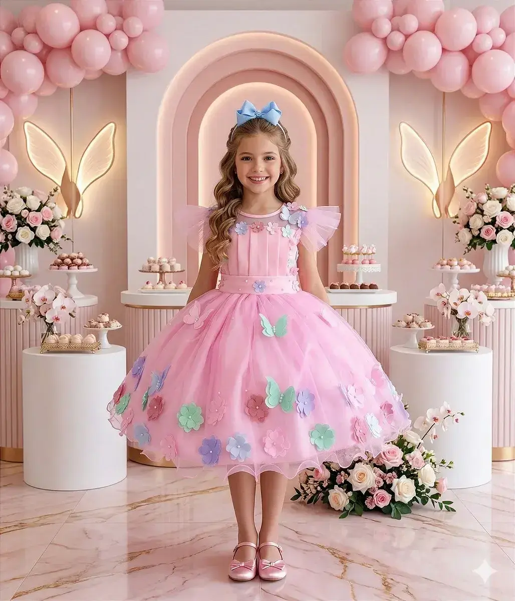 Vestido jardim encantado isis luxinho rosa, foto 2