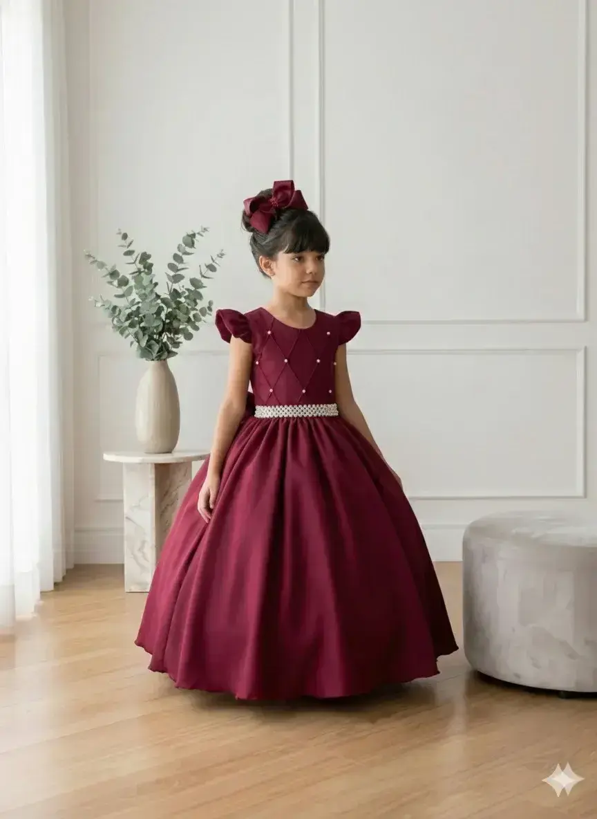 Vestido ariane longo marsala