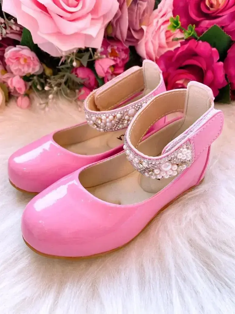 Sapatilha rosa chiclete "perolas" festa, foto 2