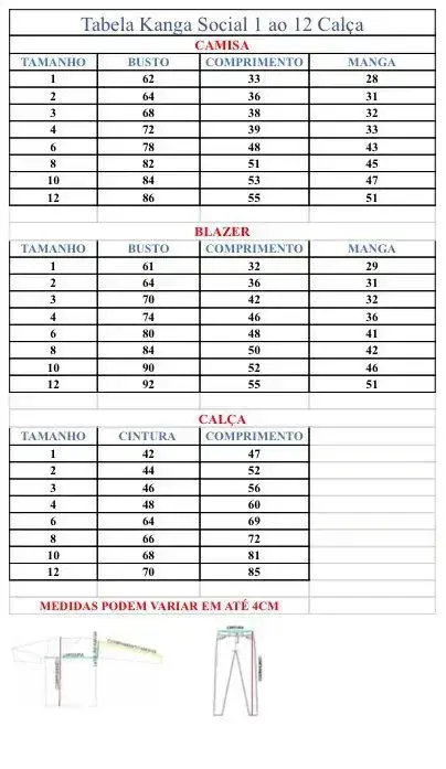 Guia de tamanhos