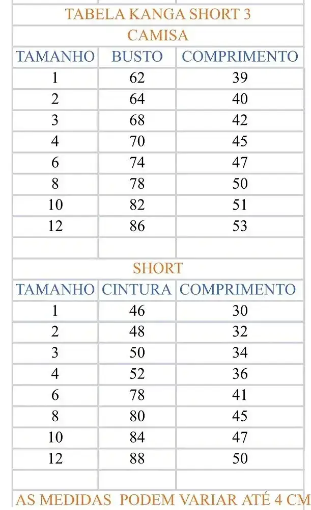 Guia de tamanhos