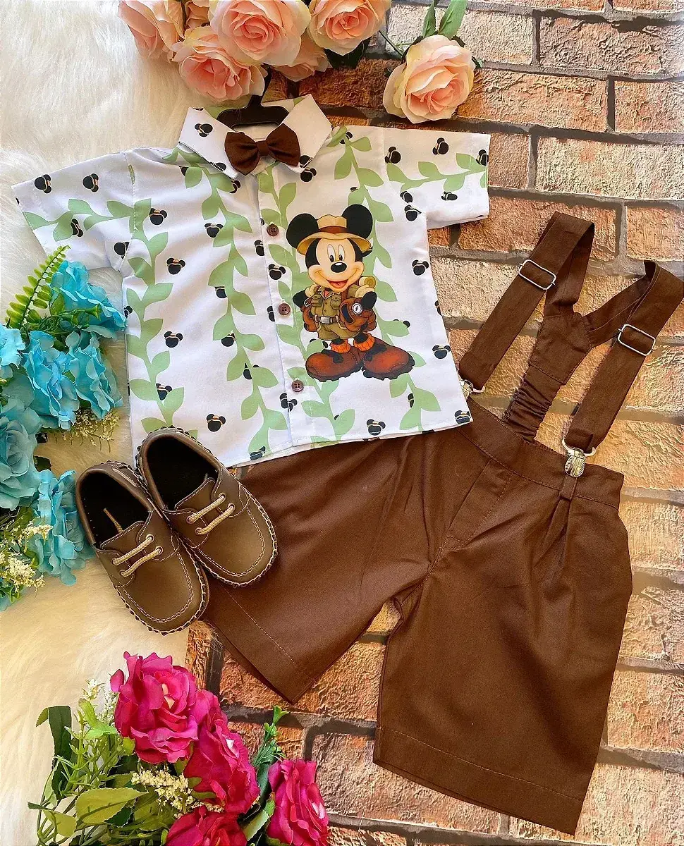 Conjunto festa mickey safari verde