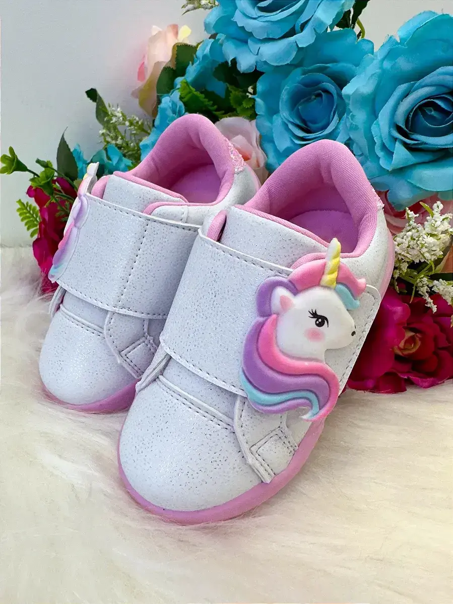 Tênis encanto de criança unicornio branco, foto 3