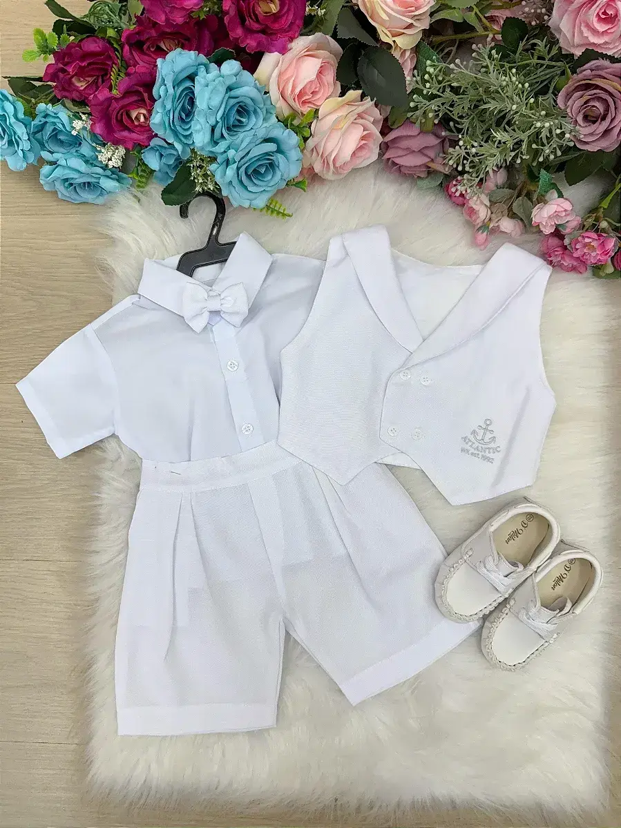 Conjunto bebe gean shorts branco, foto 3