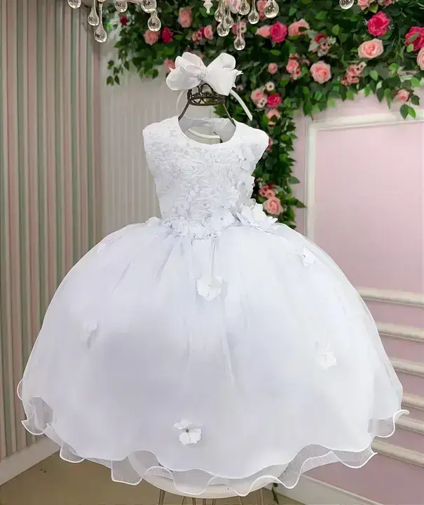 Vestido bebe sarah flores branco