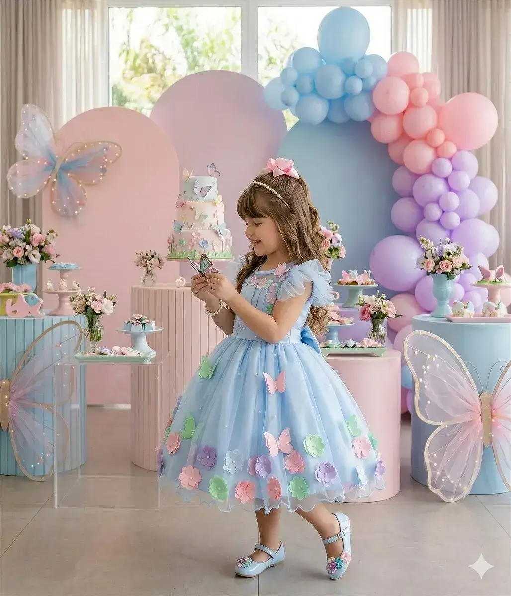 Vestido jardim encantado isis luxinho azul, foto 2