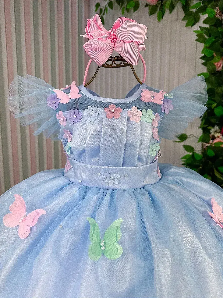 Vestido jardim encantado isis luxinho azul, foto 4