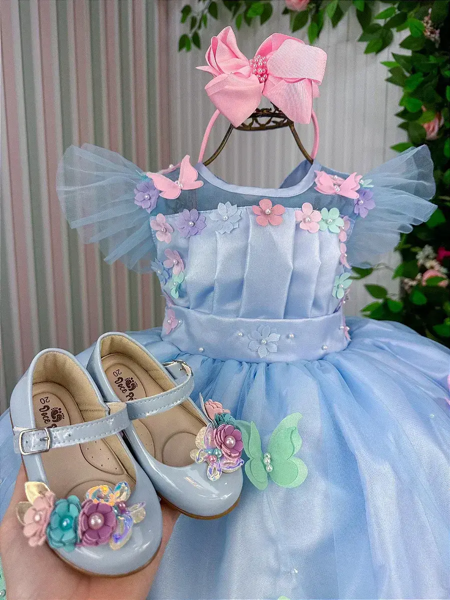 Vestido jardim encantado isis luxinho azul, foto 5